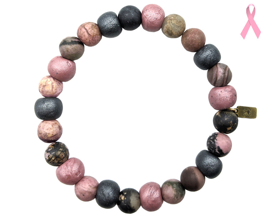 Stretch Bracelet , breast cancer charity, pink bracelet for men and women, Meraki Journey bracelet